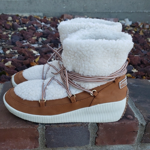 London Fog Shoes - London Fog Womens Chelsea Faux Fur Platform Ankle Boots Size 6 Comfort Winter